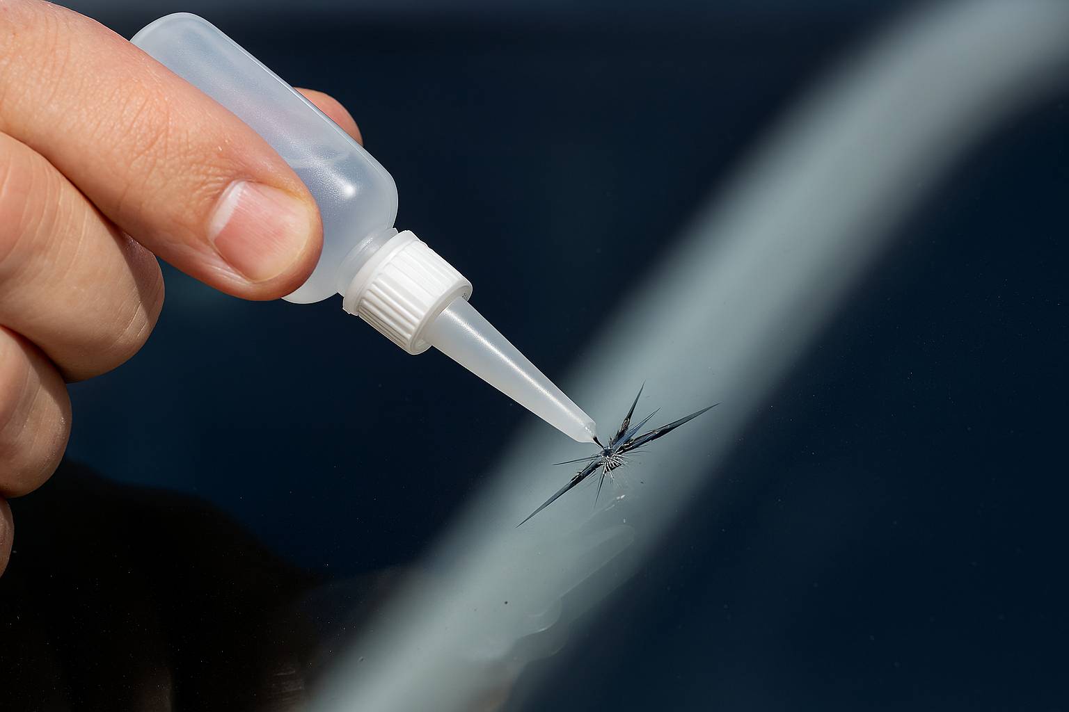 ترمیم شیشه ماشین با چسب قطره‌ای